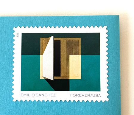 100 Teal Forever Stamps Mid Century Island Modern Art Unused Forever Stamps for Mailing